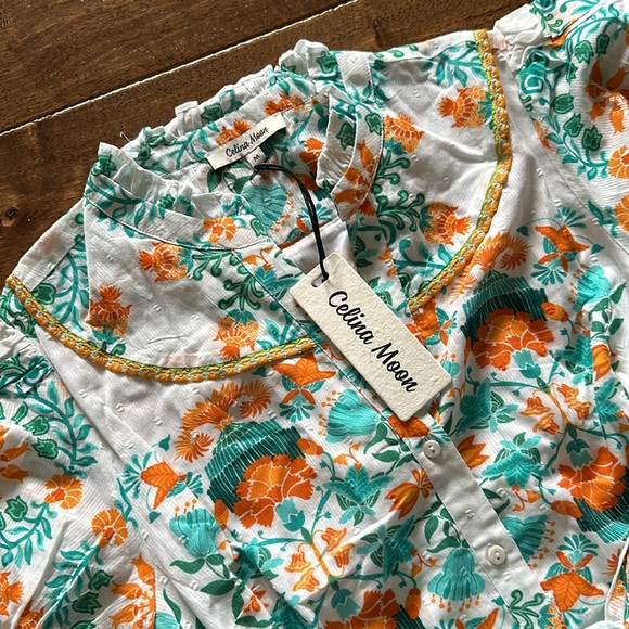 NWT CELINA MOON Be One Pippa midi sash short sleeve size M with pockets - Picture 6 of 11